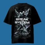Glitch Break The System Angel Black Oversized T-Shirt