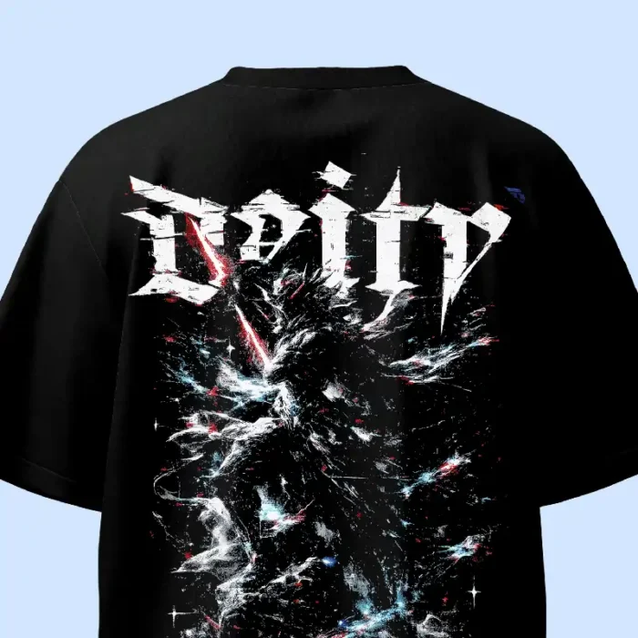 Glitch Deity Black Oversized T-Shirt