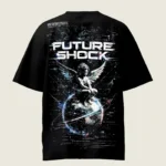 Glitch Future Shock Angel Black Oversized T-Shirt