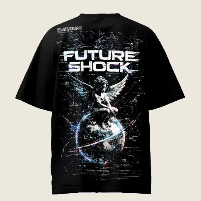 Glitch Future Shock Angel Black Oversized T-Shirt