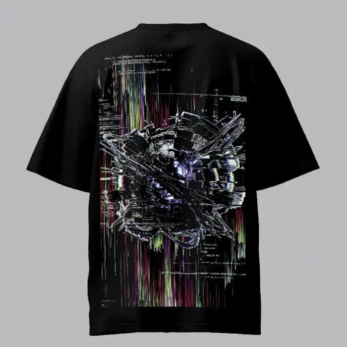 Glitch Glitched Ball Black Oversized T-Shirt