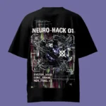 Glitch Glitched Ball With Text Black Oversized T-Shirt