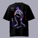 Glitch Head Glitched Black Oversized T-Shirt