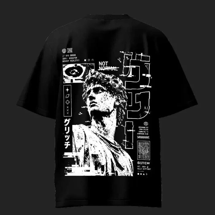 Glitch Roman Style 2 Black Oversized T-Shirt