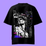 Glitch Roman Style 2 Black Colourful Oversized T-Shirt