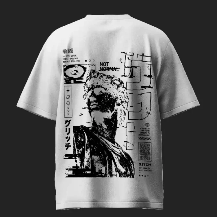 Glitch Roman Style 2 White Oversized T-Shirt